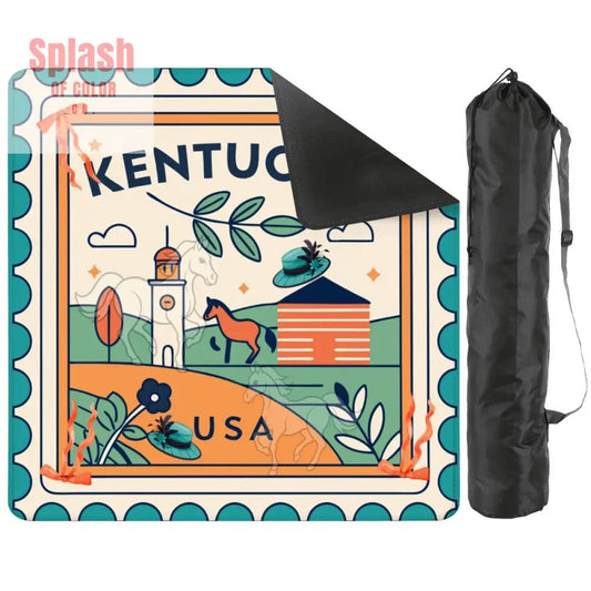 Kentucky Racing Horse Mahjong Mat Whimsical Orange Teal Mahj Mat - 2mm (Black Bag) - Daily Accessories