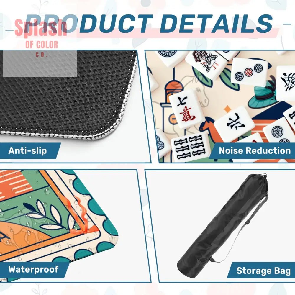 Kentucky Racing Horse Mahjong Mat Whimsical Orange Teal Mahj Mat - Splash of Color co.