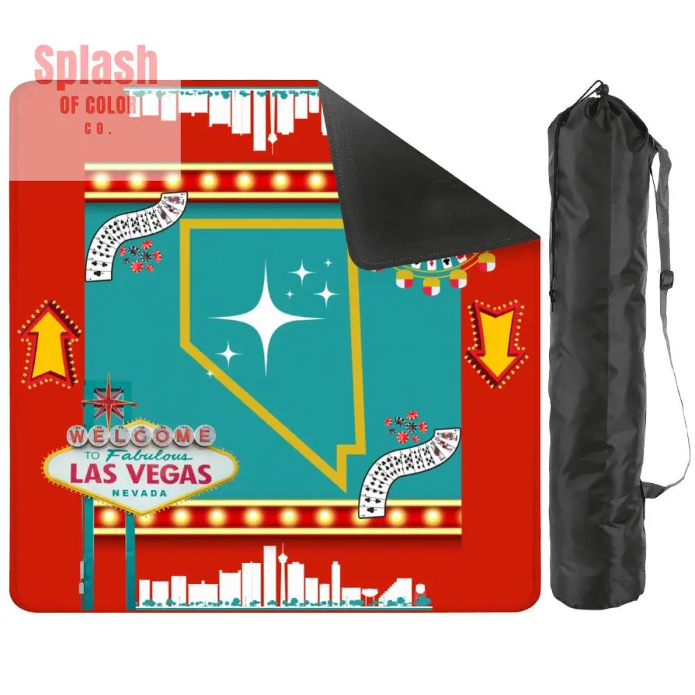 Las Vegas State Of Nevada Whimsical Red, Teal Viva Diva Mahjong Mat - Splash of Color co.