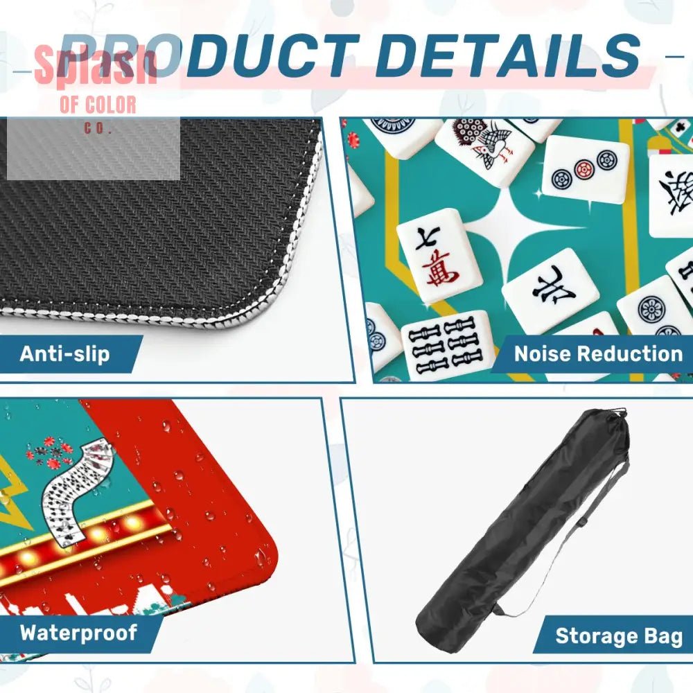 Las Vegas State Of Nevada Whimsical Red, Teal Viva Diva Mahjong Mat - Splash of Color co.