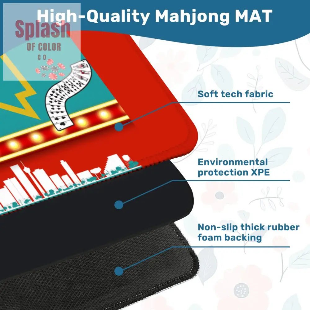 Las Vegas State Of Nevada Whimsical Red, Teal Viva Diva Mahjong Mat - Splash of Color co.