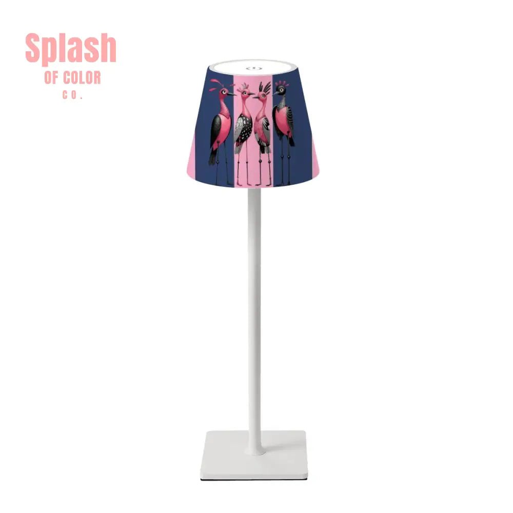 Mahjong LED Cordless Table Lamp, Mahj Bird Queens Whimsical Blue And Pink - Splash of Color co.