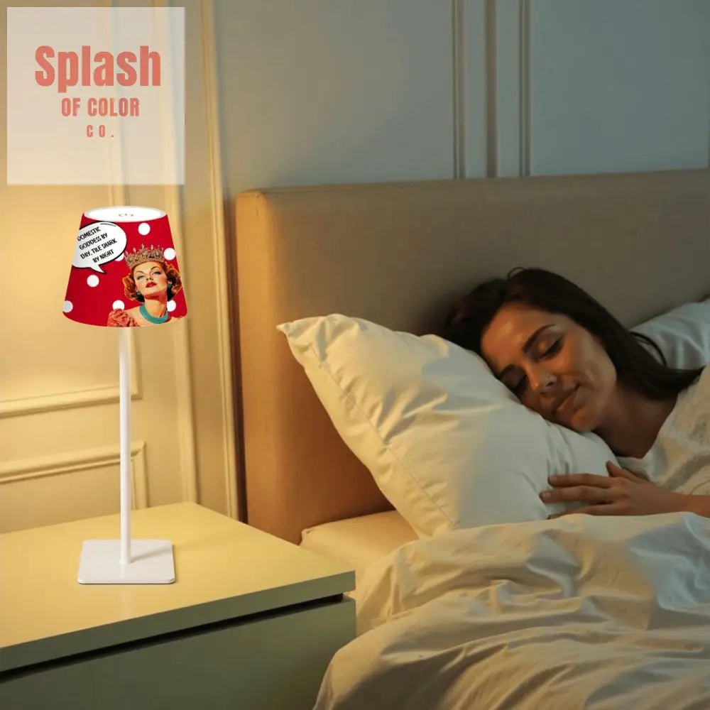 Funny Mahjong Cheeky Red Polka Dot Mahj LED Cordless Table Lamp - Splash of Color co.