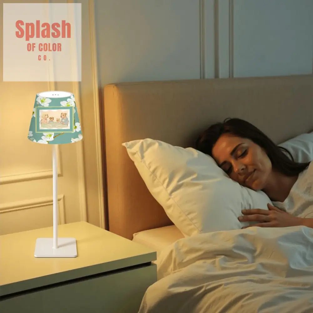 Quirky Dogs Playing Mahjong Floral LED Cordless Table Lamp - Splash of Color co.