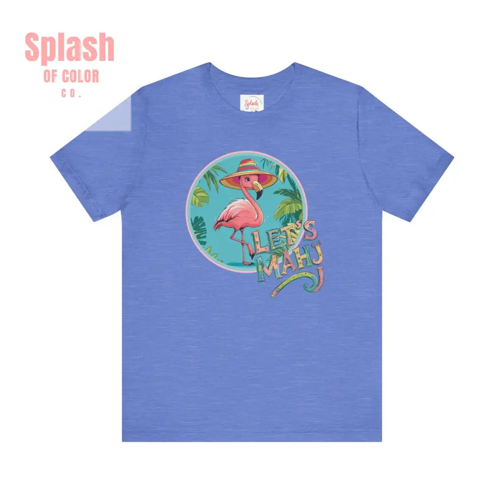 Let’s Mahj Tee Mahjong Game Night Tee Mahj Group Tee Mahj Mom Mahjong Gifts Tropical Flamingo Tee - Heather Columbia