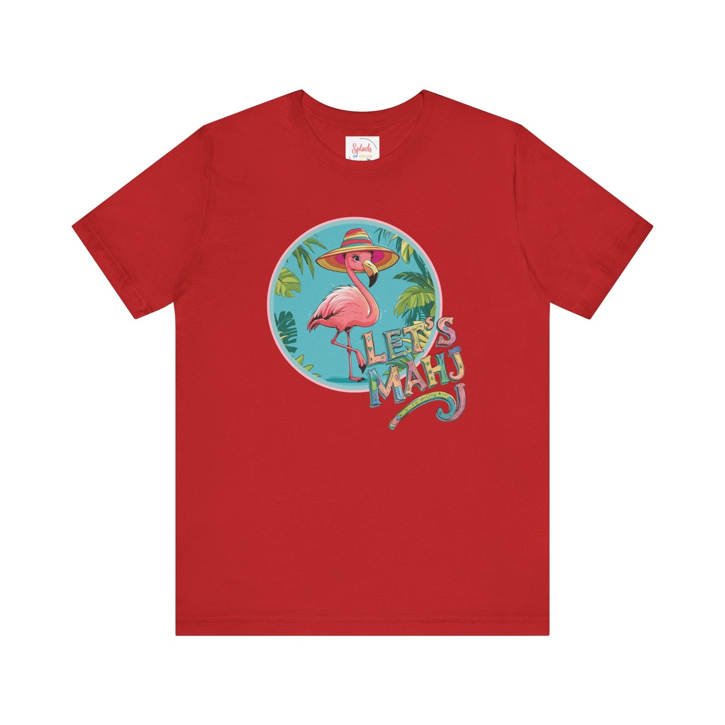 Let’s Mahj Tee Mahjong Game Night Tee Mahj Group Tee Mahj Mom Mahjong Gifts Tropical Flamingo Tee - Red / S - T-Shirt