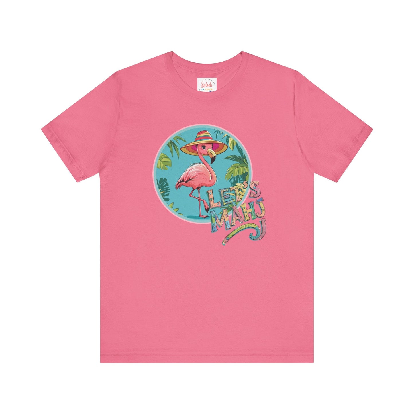 Let’s Mahj Tee Mahjong Game Night Tee Mahj Group Tee Mahj Mom Mahjong Gifts Tropical Flamingo Tee - Charity Pink / S