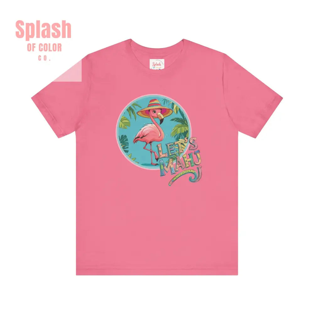 Let’s Mahj Tee Mahjong Game Night Tee Mahj Group Tee Mahj Mom Mahjong Gifts Tropical Flamingo Tee - Charity Pink / S