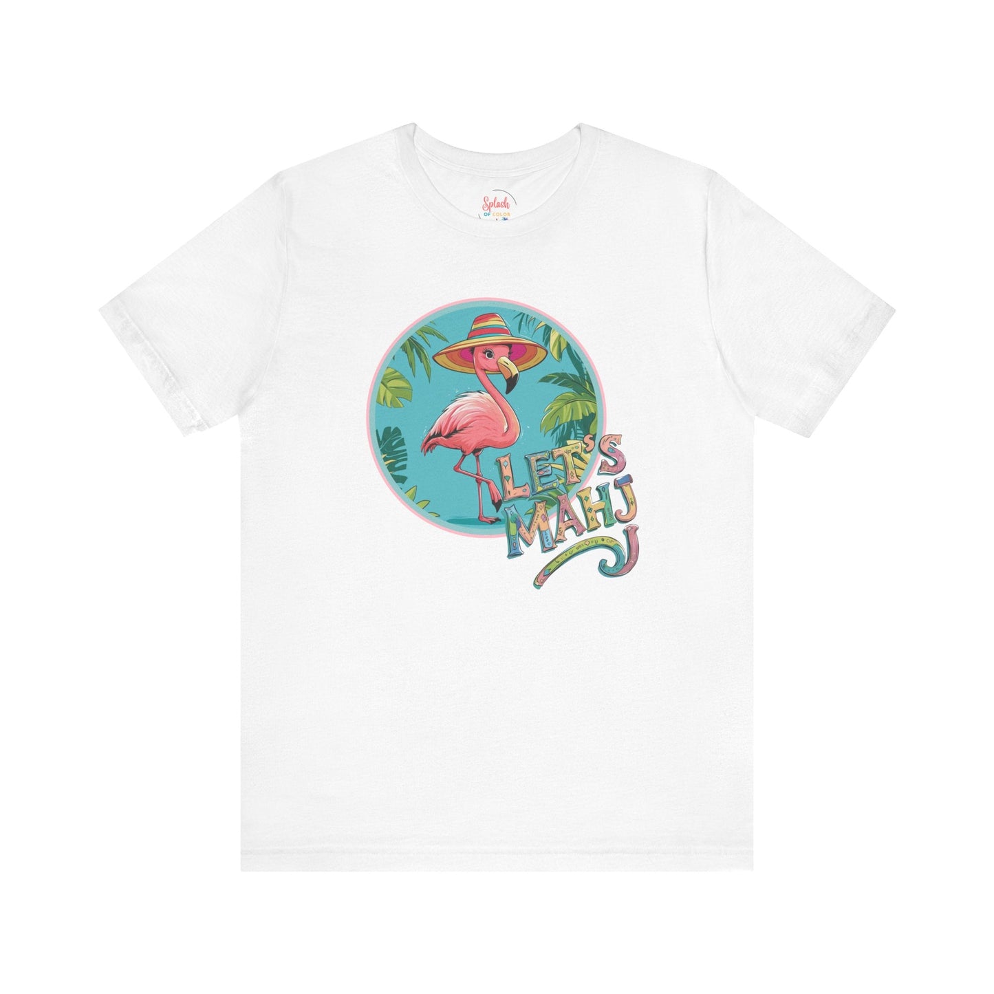 Let’s Mahj Tee Mahjong Game Night Tee Mahj Group Tee Mahj Mom Mahjong Gifts Tropical Flamingo Tee - White / S - T-Shirt