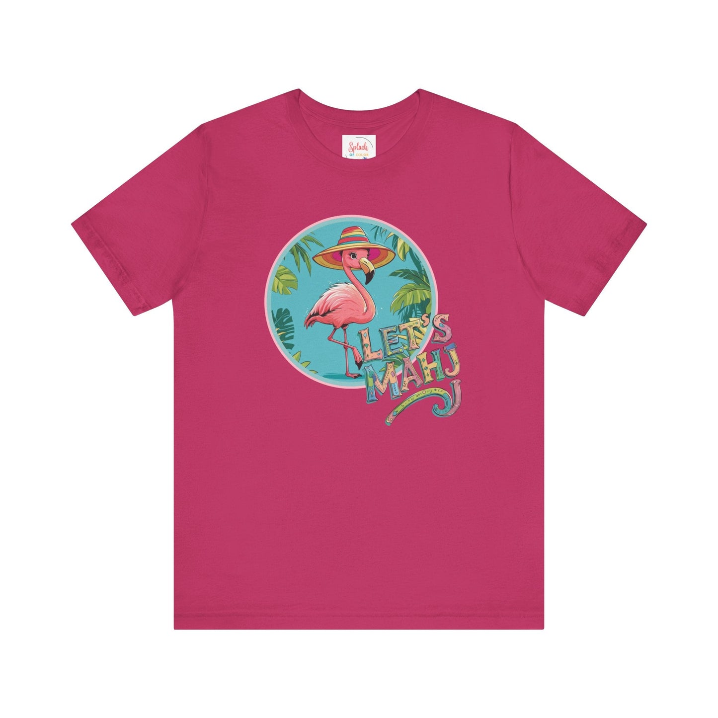 Let’s Mahj Tee Mahjong Game Night Tee Mahj Group Tee Mahj Mom Mahjong Gifts Tropical Flamingo Tee - Berry / S - T-Shirt