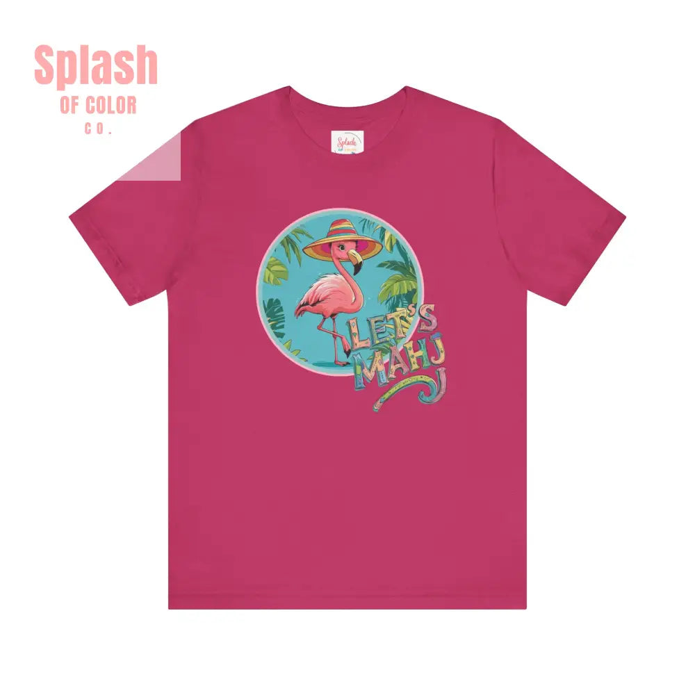 Let’s Mahj Tee Mahjong Game Night Tee Mahj Group Tee Mahj Mom Mahjong Gifts Tropical Flamingo Tee - Berry / S - T-Shirt