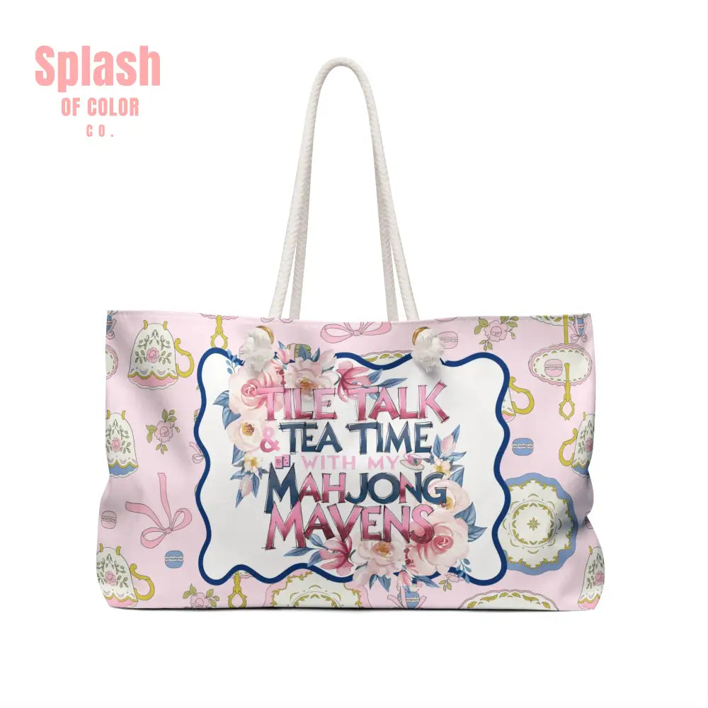 Mahjong Bag Mahj Love Tile Bag Pretty Tea Tile Tile Talk And Tea Time With My Mahjong Mavens - 24’’ × 13’’ - Bags