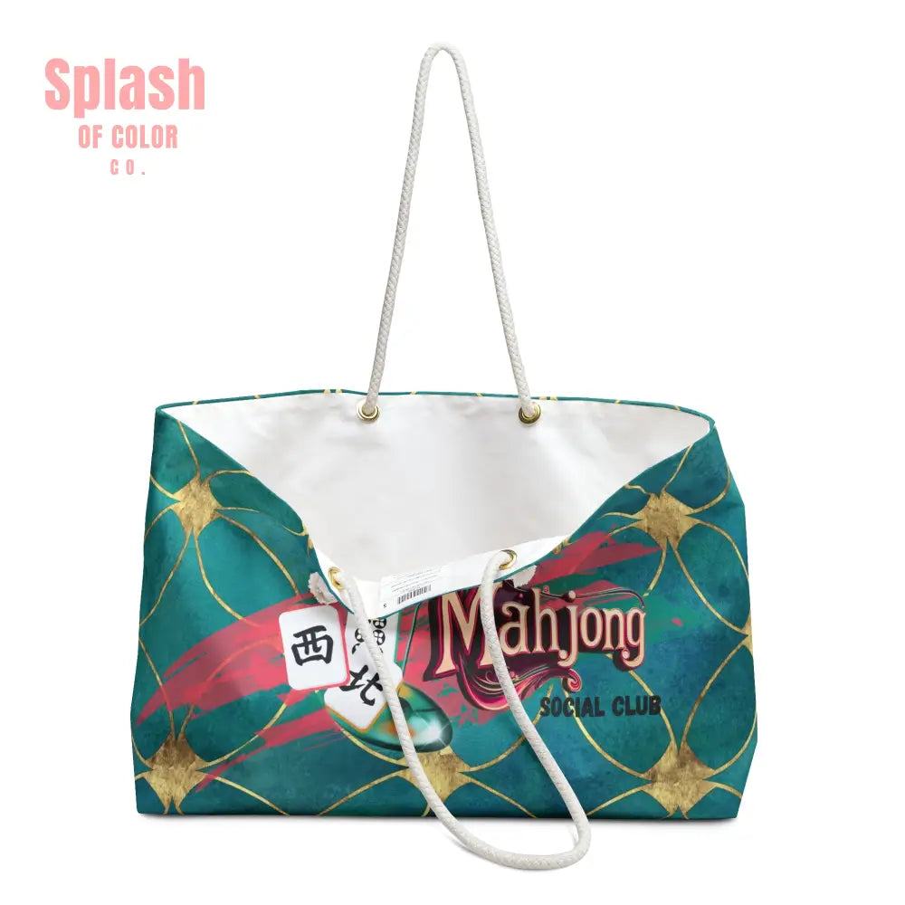 Mahjong Bag Social Club Mahj Player Travel Tote Beach Bag Vacation Essentials Stylish Gym Bag Gift for Players - 24’’ ×