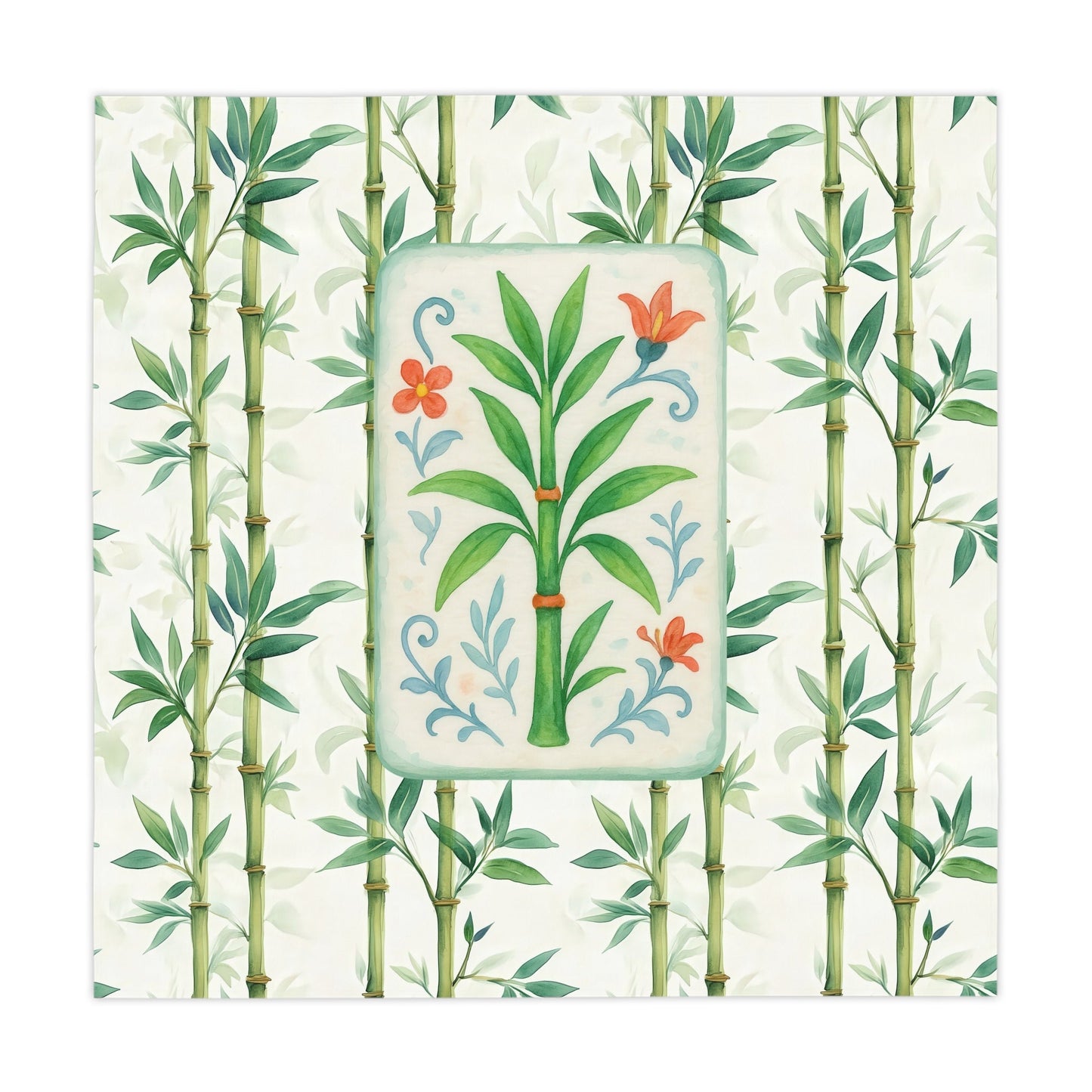 Mahjong Bamboo Game Night Tablecloth Green Bamboo MAHJ Chinese Tile Cover Mahjong Lover Gift - One size / White - Home