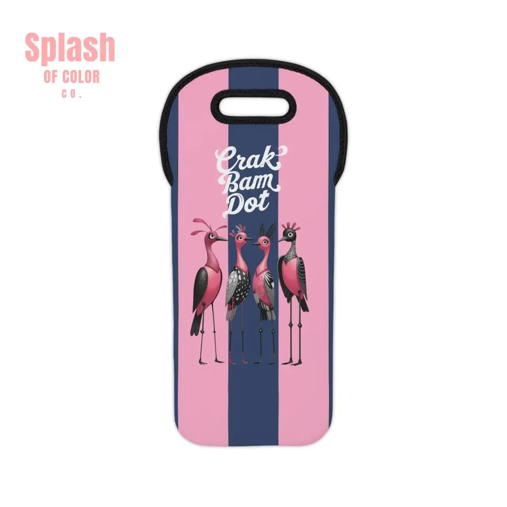 Mahjong Cheeky Funny Wine Tote Bag for Parties, Crak, Bam Dot Stylish Wine Carrier, Gift for Wine Lovers, Fun Flamingo Design - Splash of Color co.