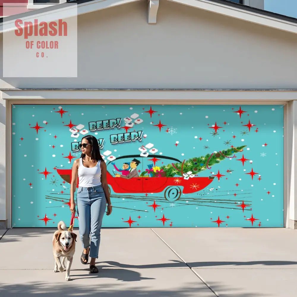 Mahjong Christmas Cute And Quirky Holiday Garage Door Banner Backdrop - 158’’x70’’ - Home Accessories