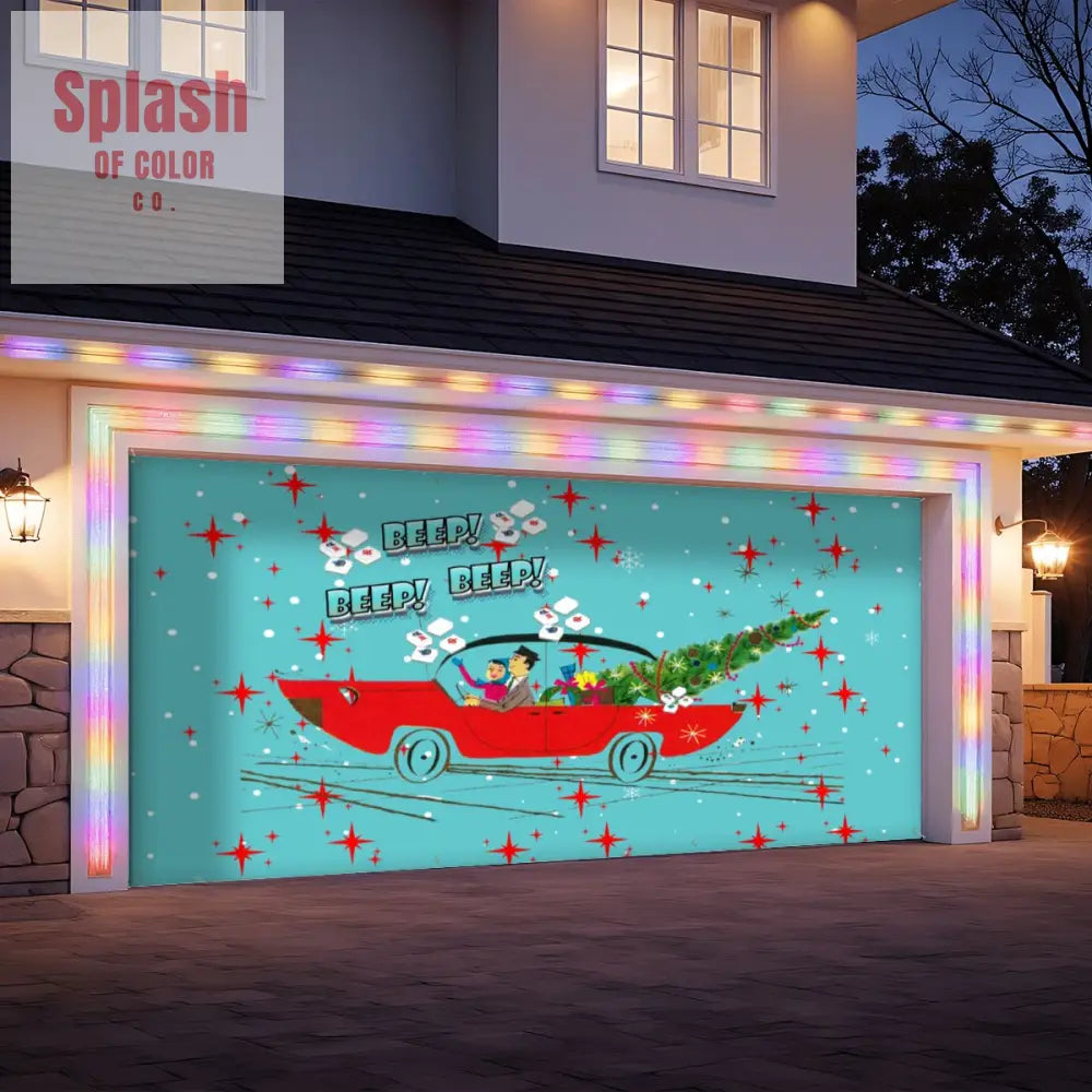 Mahjong Christmas Cute And Quirky Holiday Garage Door Banner Backdrop - 158’’x70’’ - Home Accessories