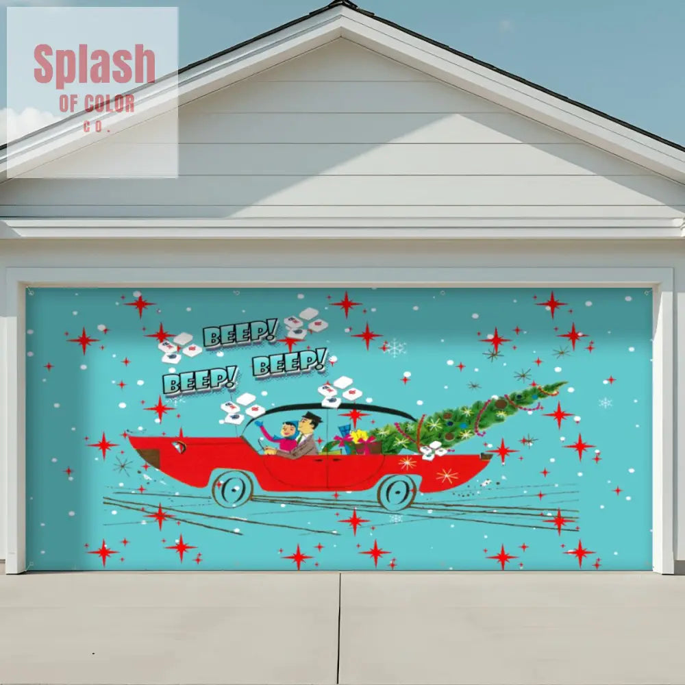 Mahjong Christmas Cute And Quirky Holiday Garage Door Banner Backdrop - 158’’x70’’ - Home Accessories