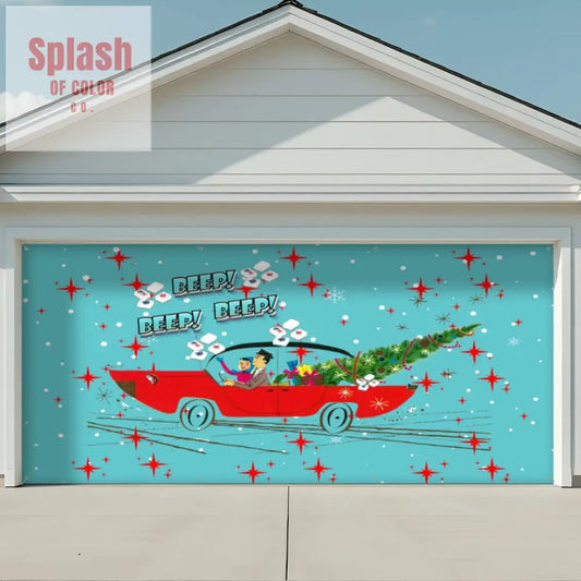 Mahjong Christmas Cute And Quirky Holiday Garage Door Banner Backdrop - 158’’x70’’ - Home Accessories