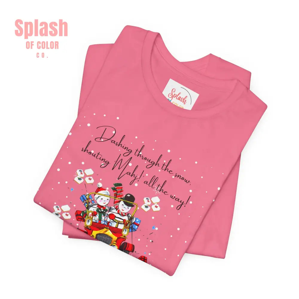 Mahjong Christmas Dashing Through The Snow Mahj All The Way Christmas Holiday Unisex Tee - T-Shirt