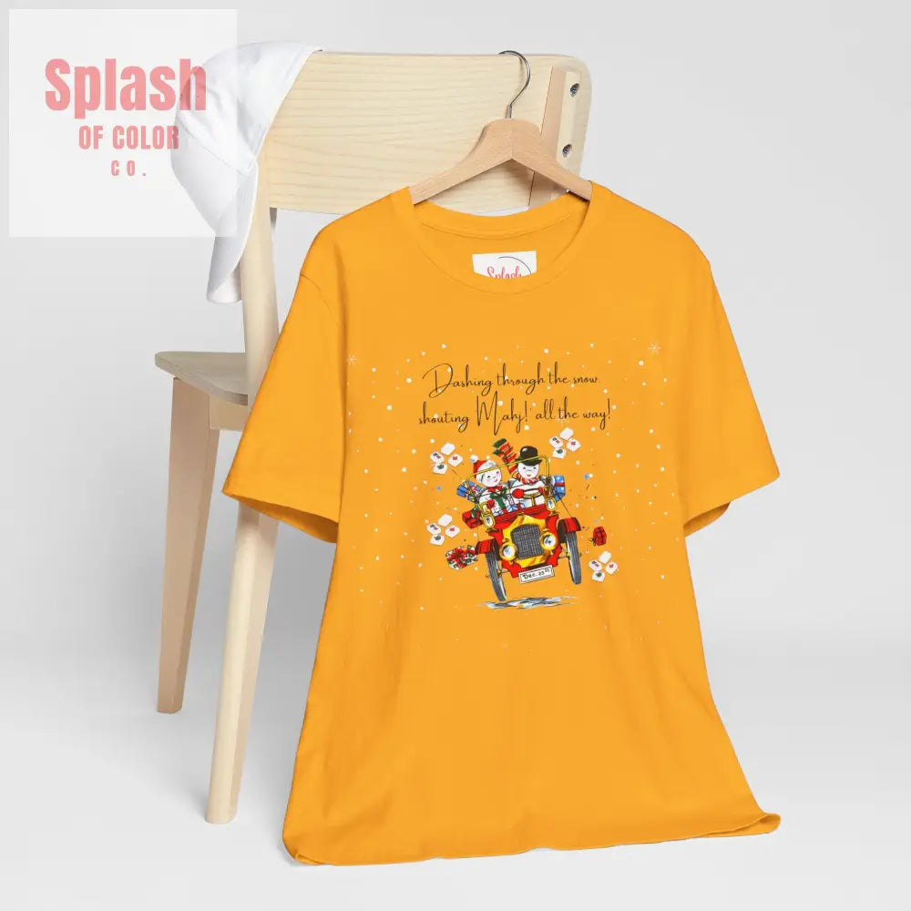 Mahjong Christmas Dashing Through The Snow Mahj All The Way Christmas Holiday Unisex Tee - T-Shirt