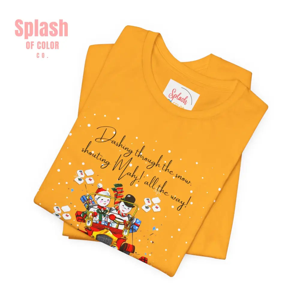 Mahjong Christmas Dashing Through The Snow Mahj All The Way Christmas Holiday Unisex Tee - T-Shirt