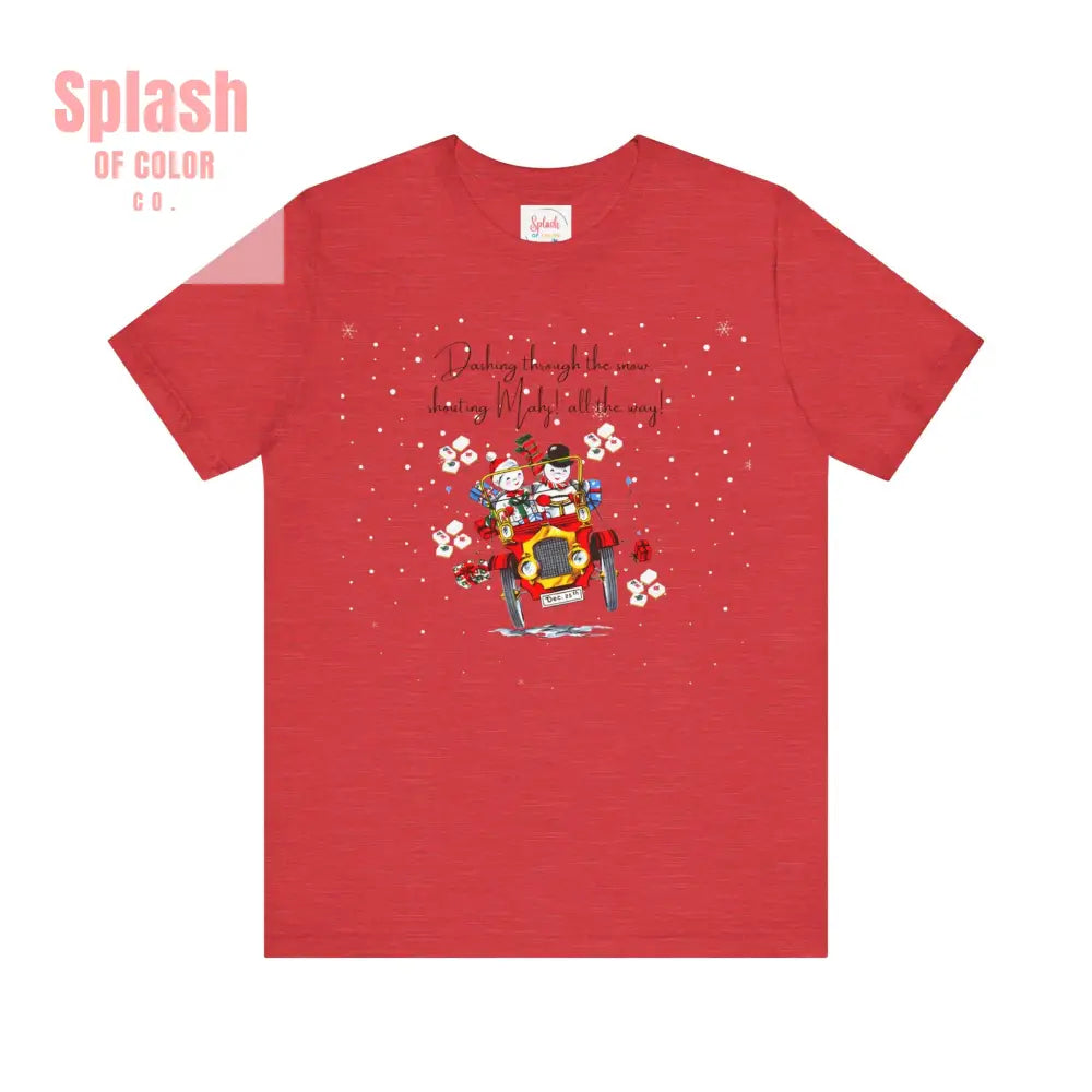 Mahjong Christmas Dashing Through The Snow Mahj All The Way Christmas Holiday Unisex Tee - T-Shirt