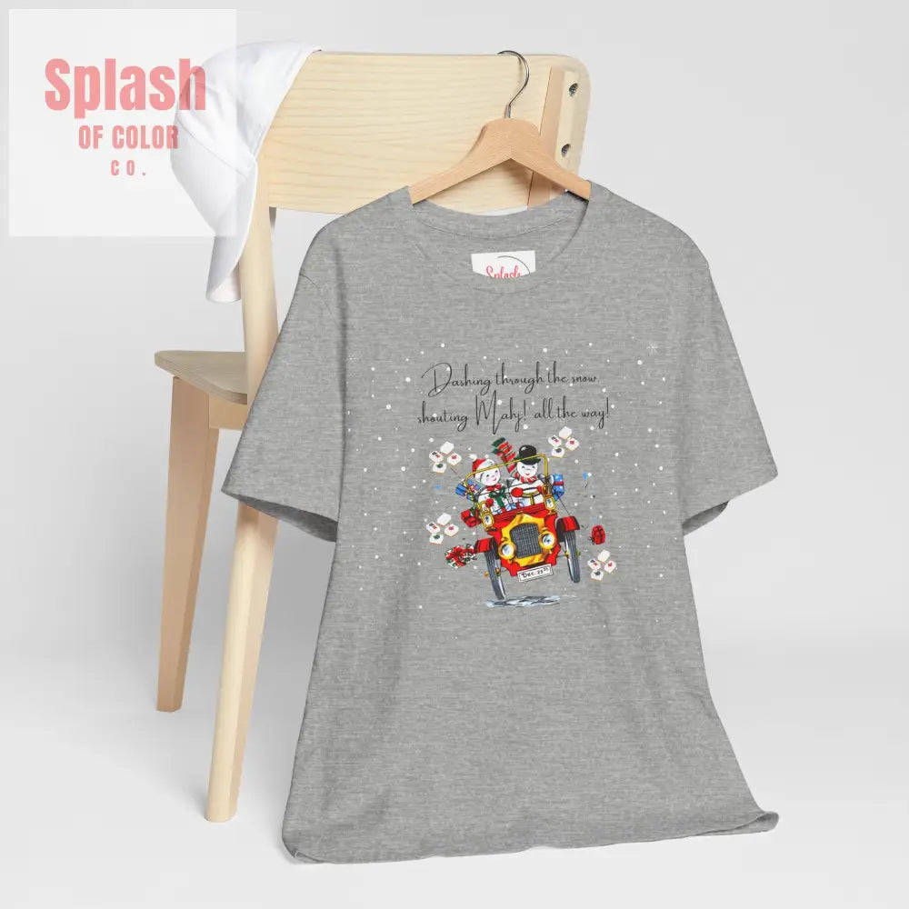 Mahjong Christmas Dashing Through The Snow Mahj All The Way Christmas Holiday Unisex Tee - T-Shirt