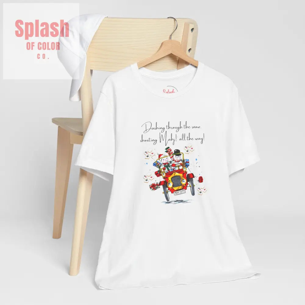 Mahjong Christmas Dashing Through The Snow Mahj All The Way Christmas Holiday Unisex Tee - T-Shirt