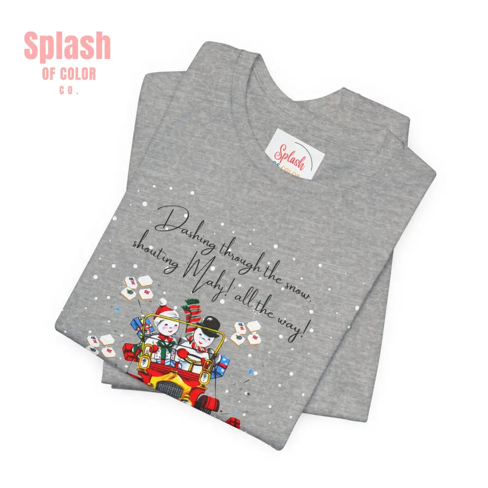 Mahjong Christmas Dashing Through The Snow Mahj All The Way Christmas Holiday Unisex Tee - T-Shirt