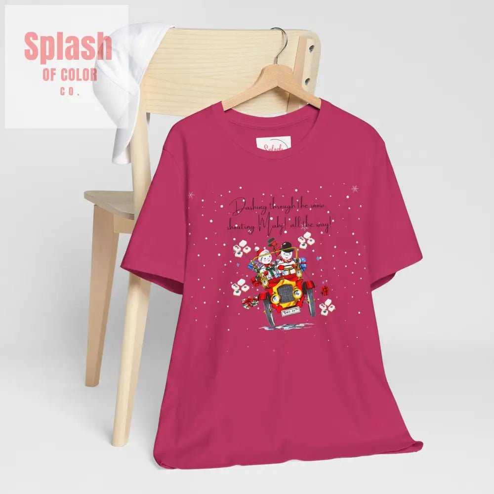 Mahjong Christmas Dashing Through The Snow Mahj All The Way Christmas Holiday Unisex Tee - T-Shirt