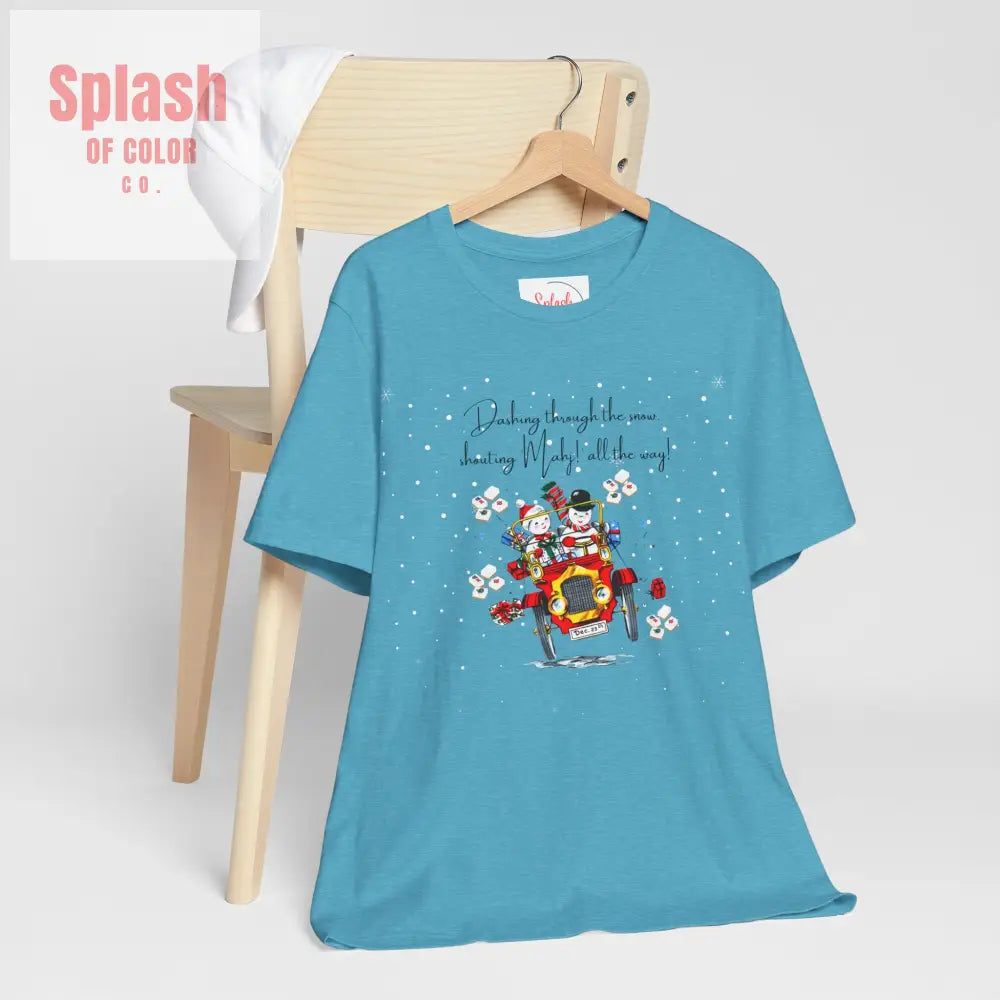 Mahjong Christmas Dashing Through The Snow Mahj All The Way Christmas Holiday Unisex Tee - T-Shirt
