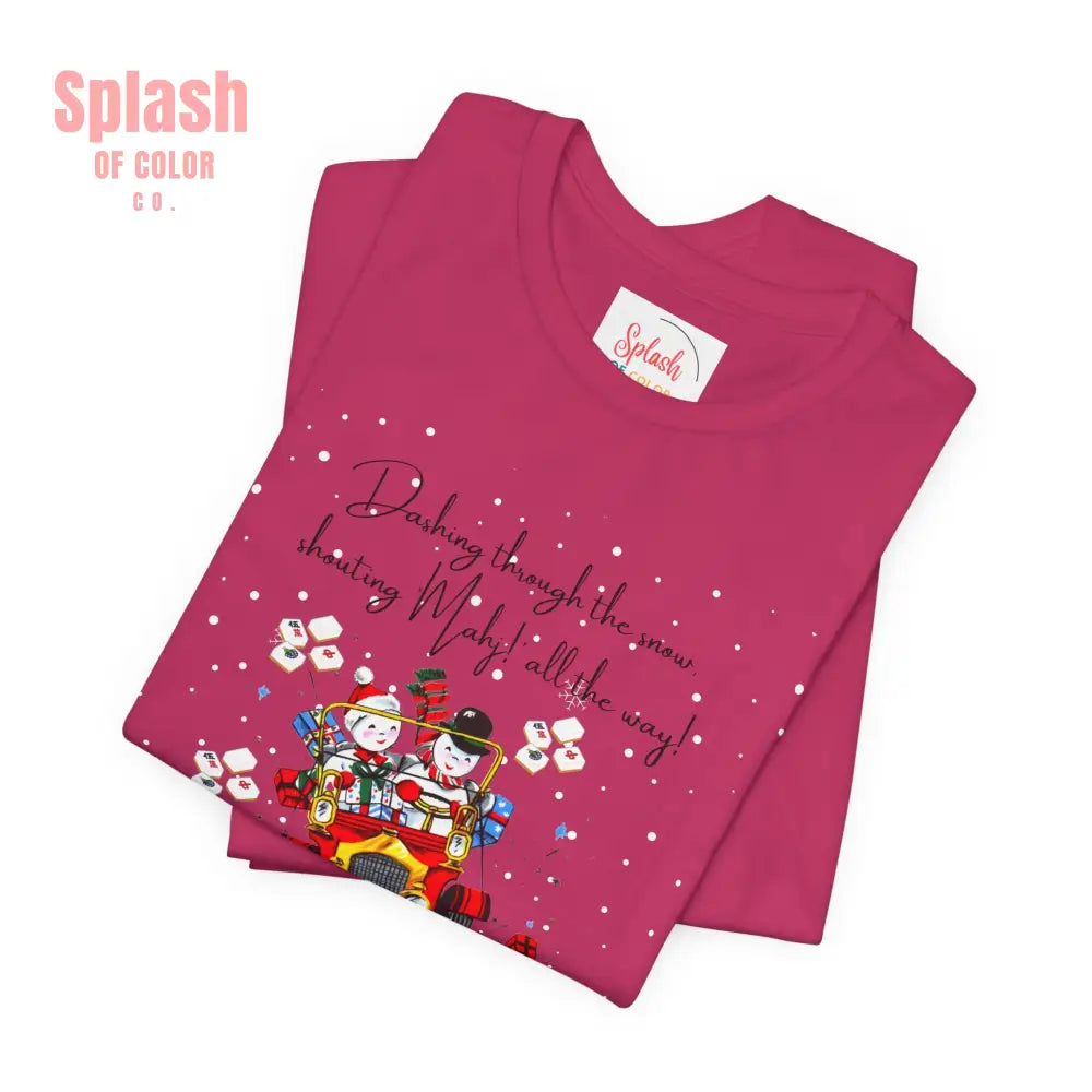 Mahjong Christmas Dashing Through The Snow Mahj All The Way Christmas Holiday Unisex Tee - T-Shirt