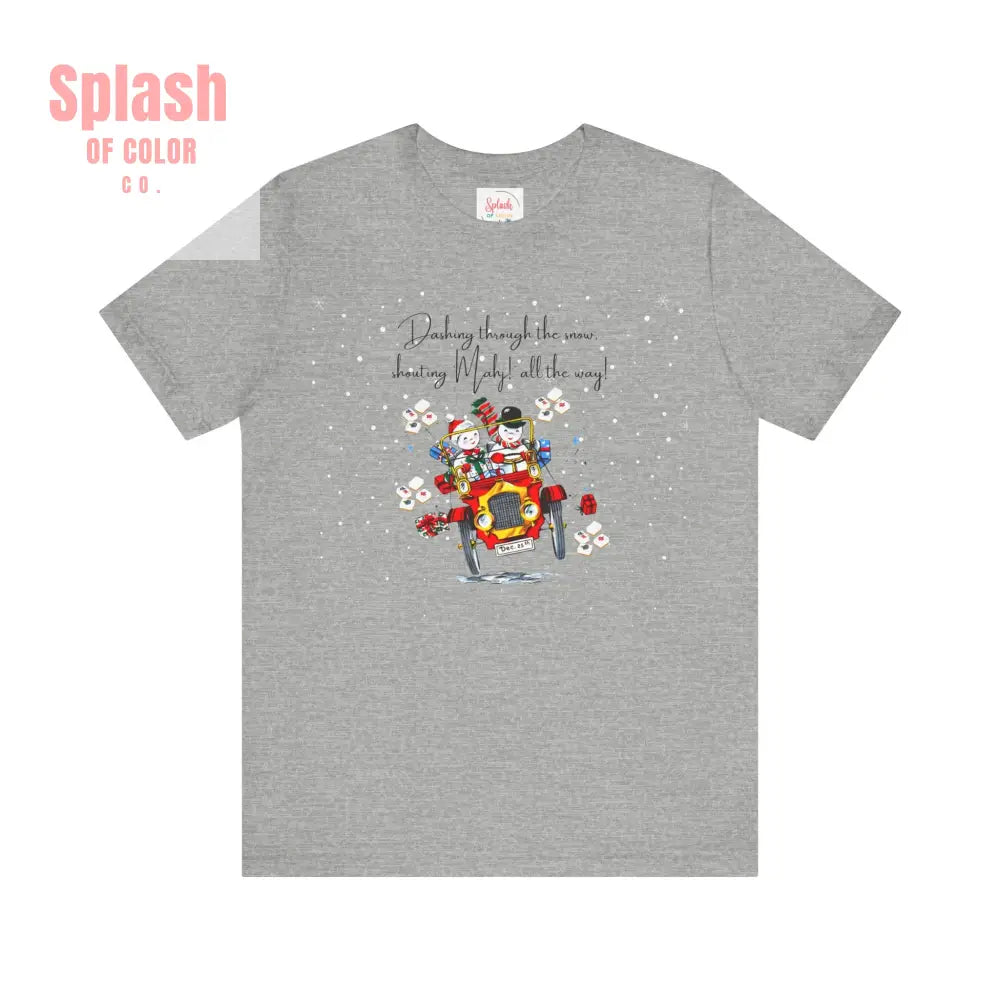 Mahjong Christmas Dashing Through The Snow Mahj All The Way Christmas Holiday Unisex Tee - Athletic Heather / S