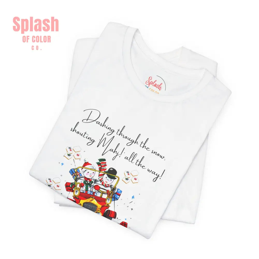 Mahjong Christmas Dashing Through The Snow Mahj All The Way Christmas Holiday Unisex Tee - T-Shirt