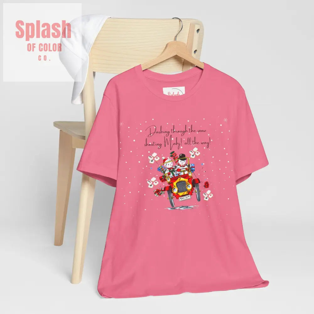 Mahjong Christmas Dashing Through The Snow Mahj All The Way Christmas Holiday Unisex Tee - T-Shirt