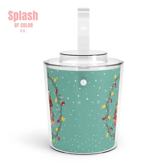 Mahjong Christmas Festive Mahj Tile House, Ice Bucket with Tongs for Holiday Gatherings, Christmas Party Decor - Splash of Color co.
