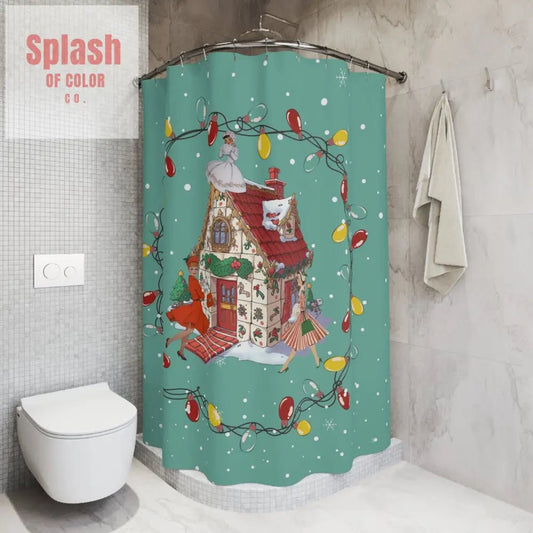 Mahjong Christmas Festive Mahj Tile House, Whimsical Vintage Gals Bath Decor For The Season - Splash of Color co.