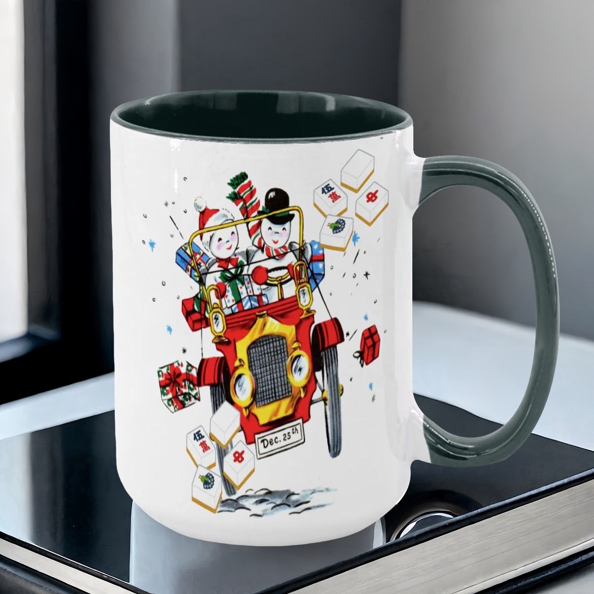 Mahjong Christmas Gift Funny Nostalgic Mahj Holiday Large Mug (15oz) - Drinkware