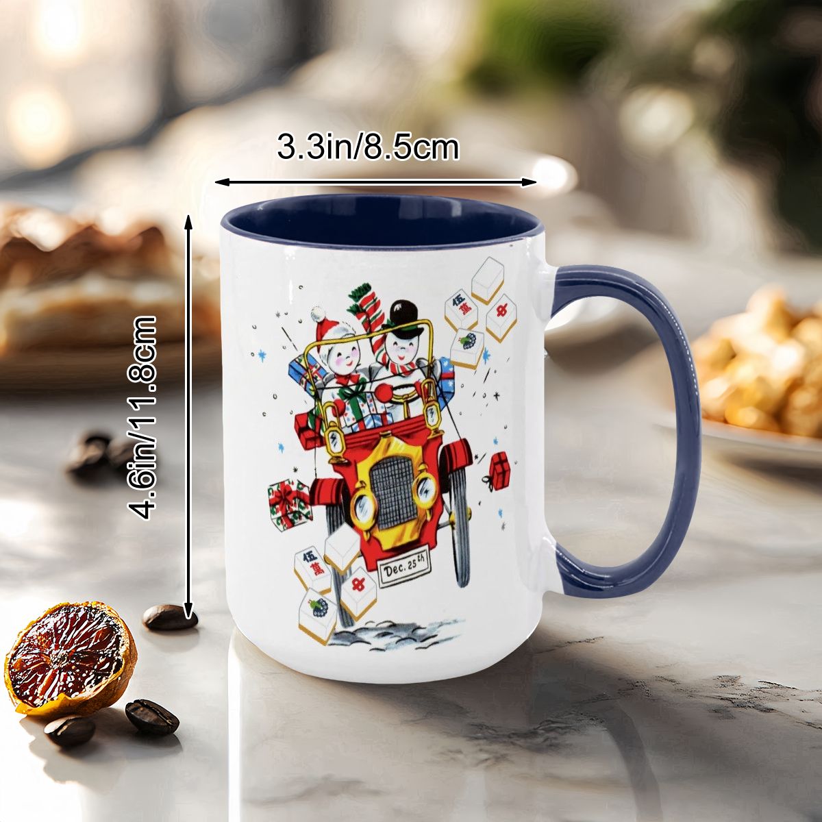 Mahjong Christmas Gift Funny Nostalgic Mahj Holiday Large Mug (15oz) - Drinkware