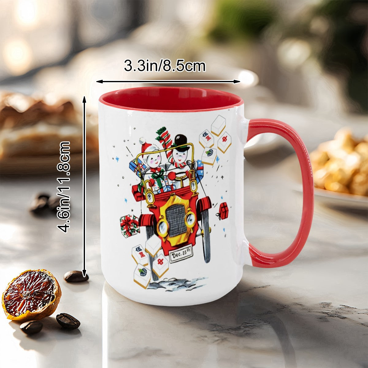 Mahjong Christmas Gift Funny Nostalgic Mahj Holiday Large Mug (15oz) - Drinkware