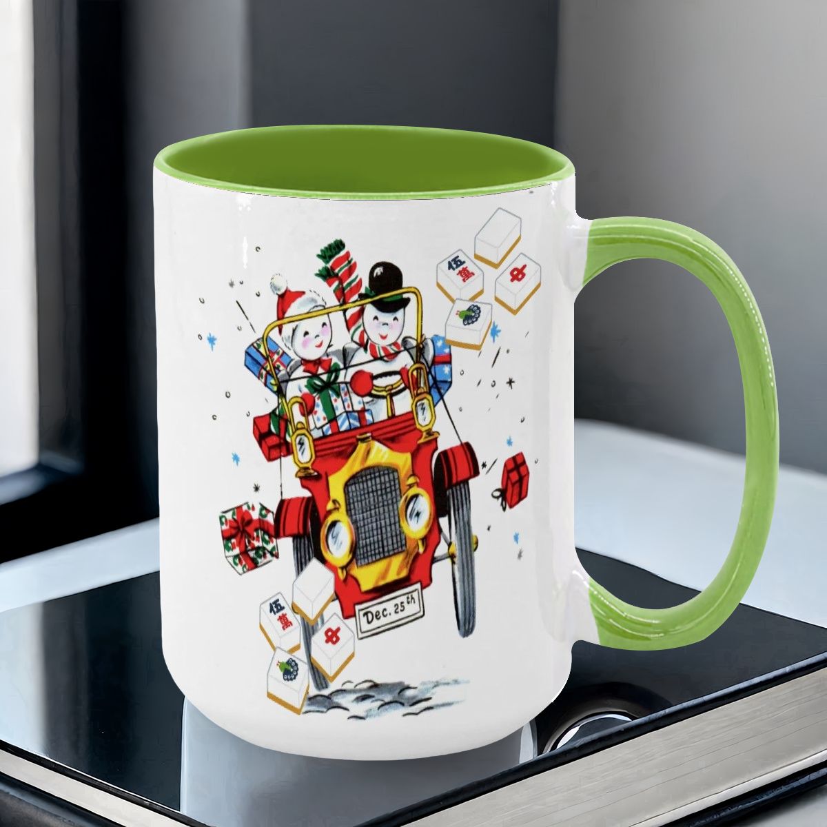 Mahjong Christmas Gift Funny Nostalgic Mahj Holiday Large Mug (15oz) - Drinkware