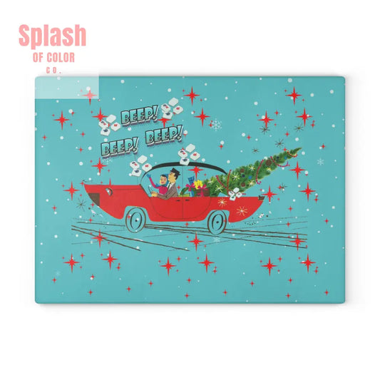 Mahjong Christmas Holiday Chacuterie Board Table Top Festive Glass Cutting Board - Holiday Kitchen Decor Christmas Gift