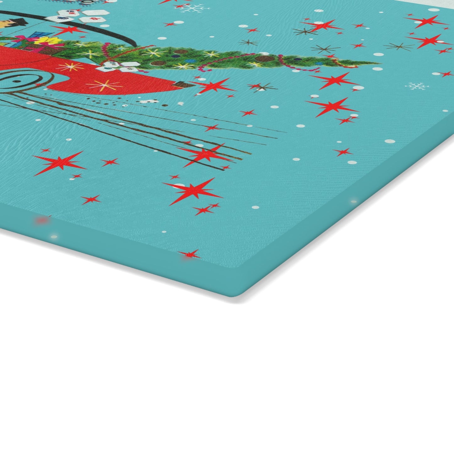 Mahjong Christmas Holiday Chacuterie Board Table Top Festive Glass Cutting Board - Holiday Kitchen Decor Christmas Gift