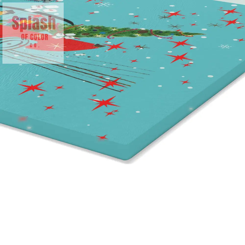 Mahjong Christmas Holiday Chacuterie Board Table Top Festive Glass Cutting Board - Holiday Kitchen Decor Christmas Gift