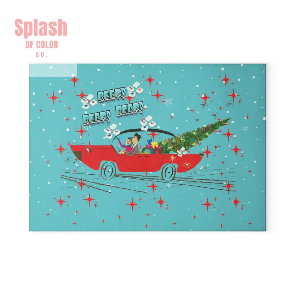 Mahjong Christmas Holiday Chacuterie Board Table Top Festive Glass Cutting Board - Holiday Kitchen Decor Christmas Gift