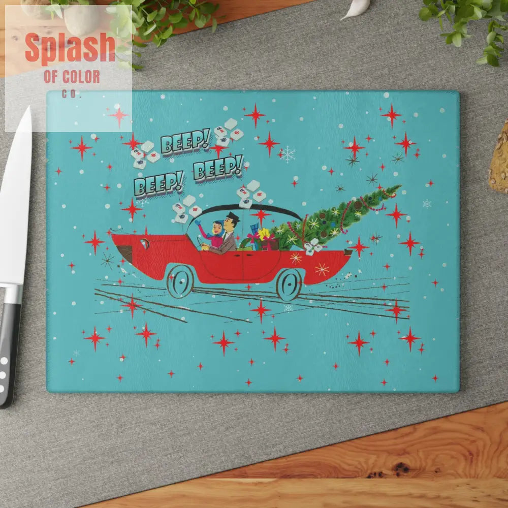 Mahjong Christmas Holiday Chacuterie Board Table Top Festive Glass Cutting Board - Holiday Kitchen Decor Christmas Gift