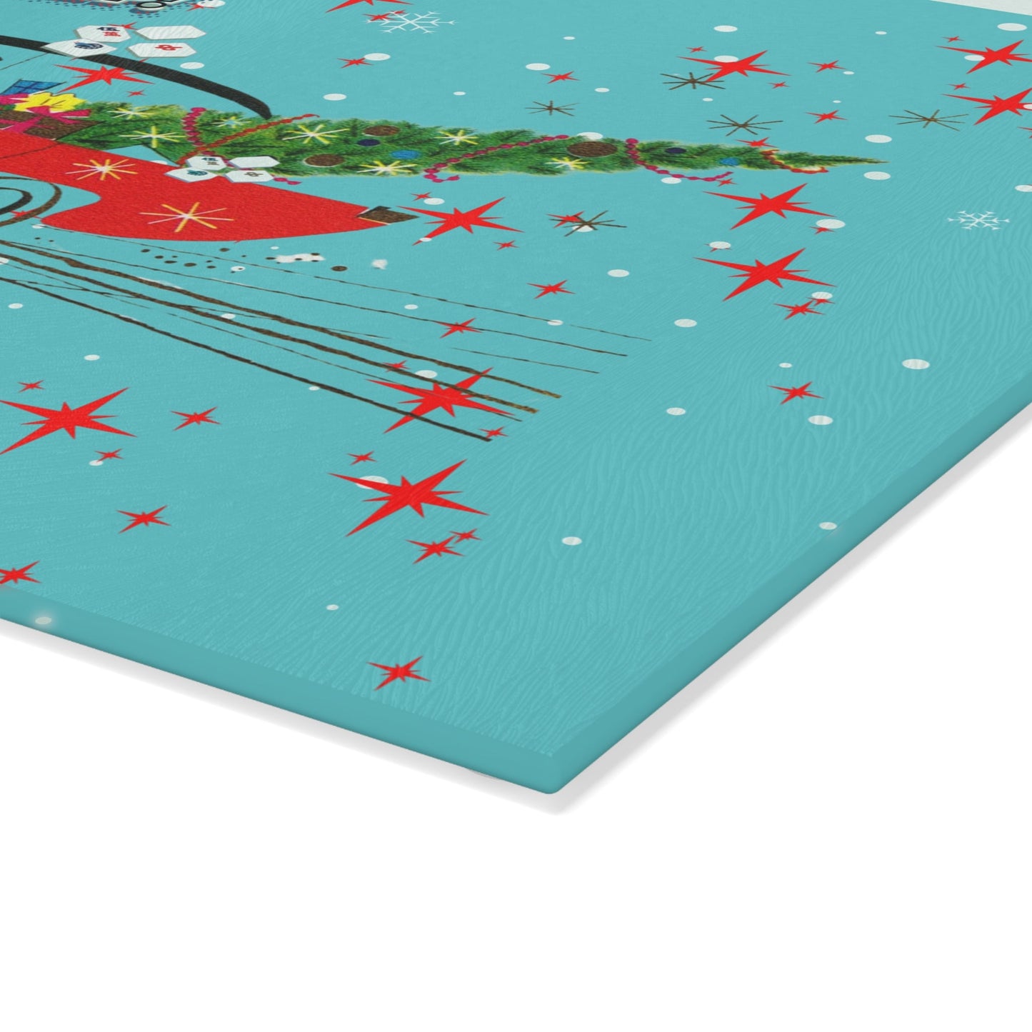 Mahjong Christmas Holiday Chacuterie Board Table Top Festive Glass Cutting Board - Holiday Kitchen Decor Christmas Gift