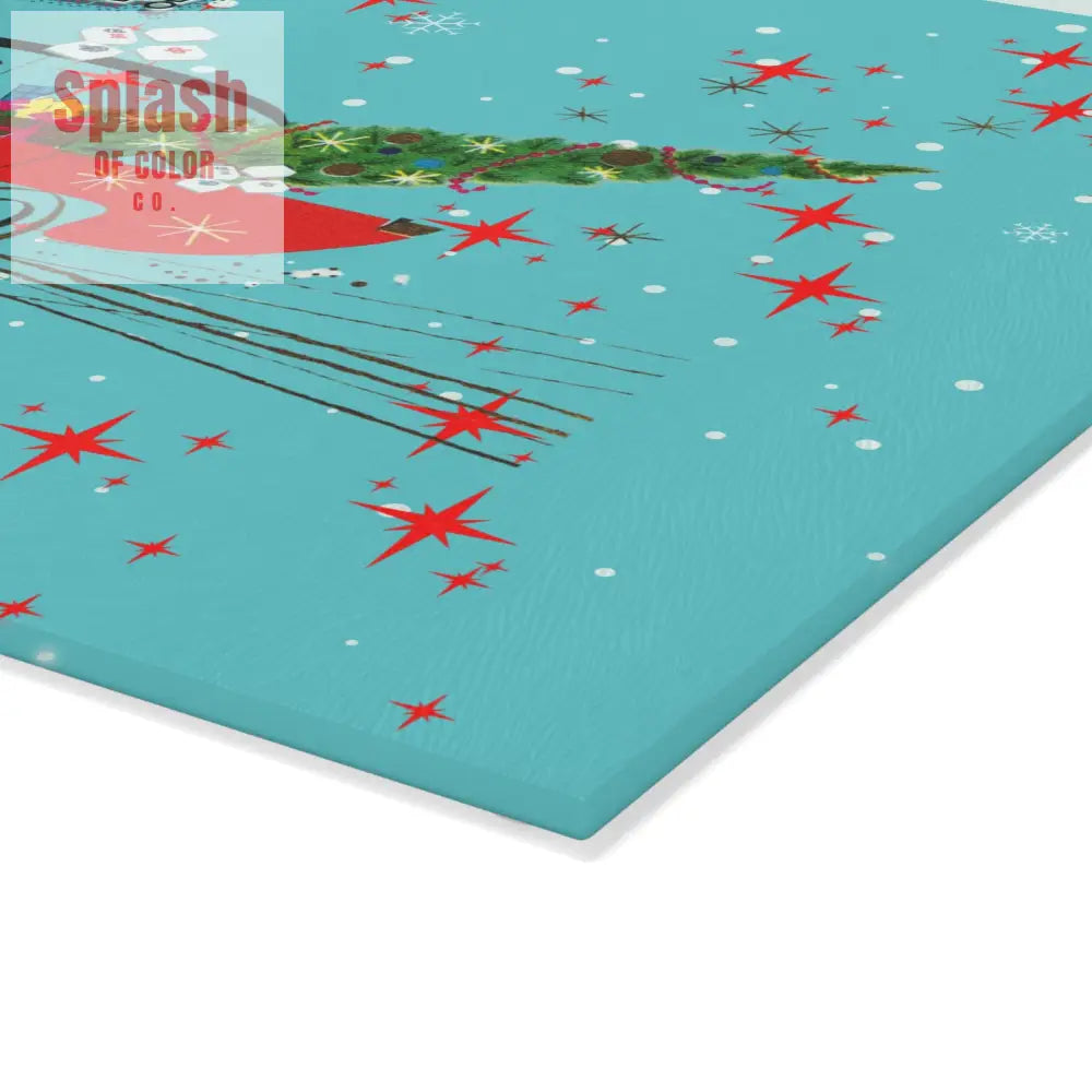 Mahjong Christmas Holiday Chacuterie Board Table Top Festive Glass Cutting Board - Holiday Kitchen Decor Christmas Gift