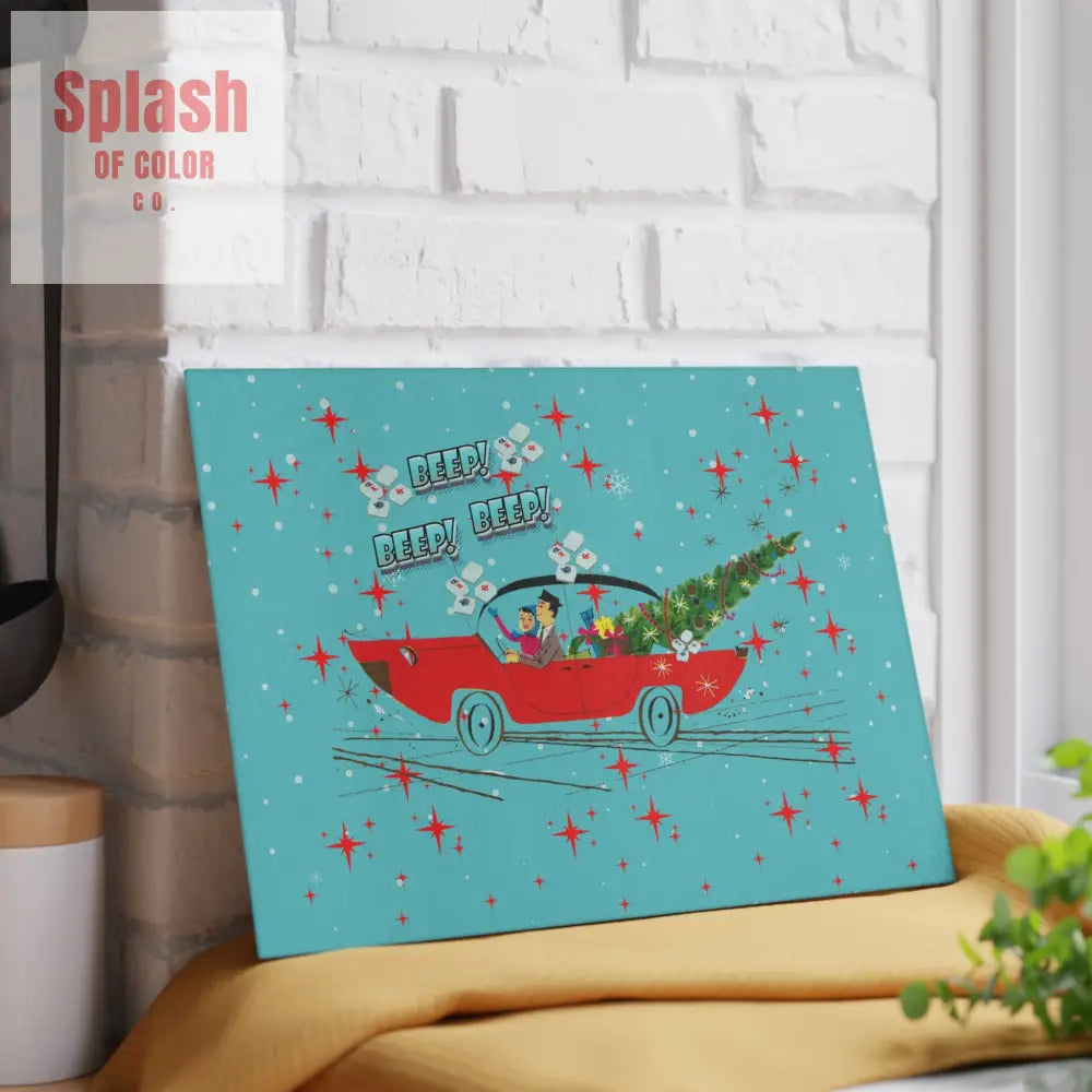 Mahjong Christmas Holiday Chacuterie Board Table Top Festive Glass Cutting Board - Holiday Kitchen Decor Christmas Gift